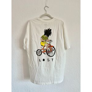 white graphic red bicycle boy tshirt tee lost stripe shirt